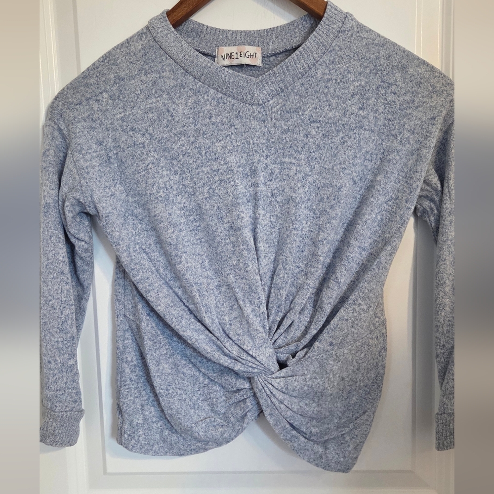 Nine Eight Kids' Blue Twist-Front Sweater